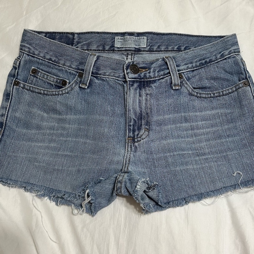 American Eagle‎ Hipster Shorts Y2K Low Rise Super Short Denim 100% Cotton